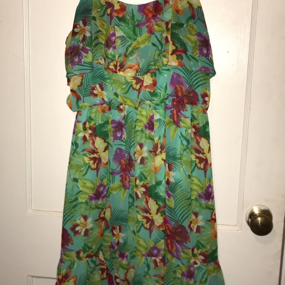 Colorful Spaghetti Strap High Low Dress